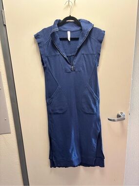Sleeveless 100% cotton Blue Knit Dress